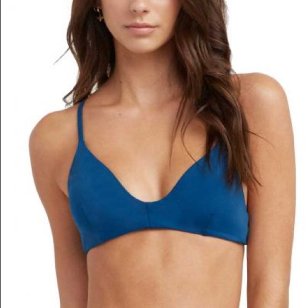 RVCA Solid Cross Back Bikini Top - Poseidon Blue